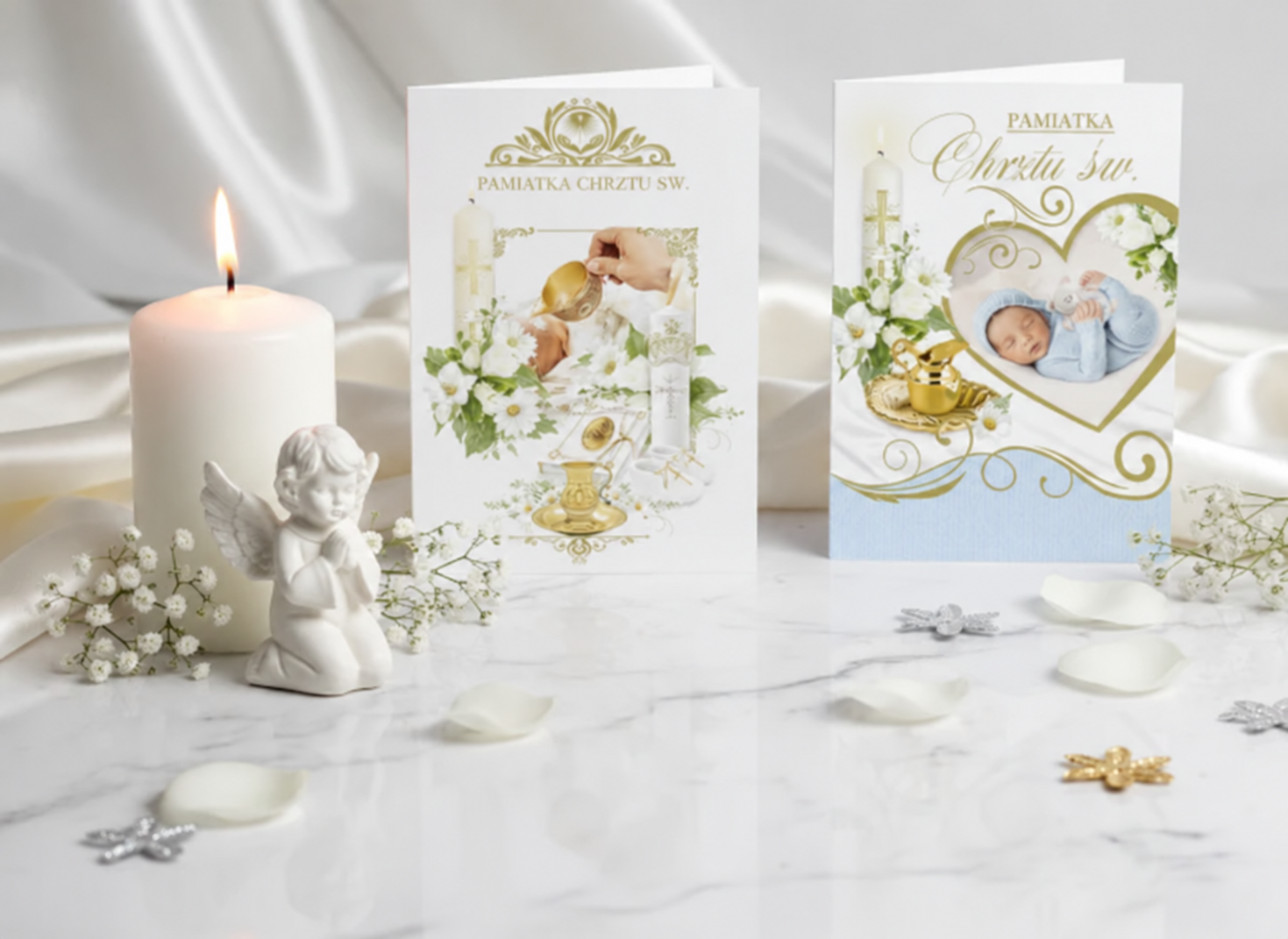 Kartki okolicznościowe na Chrzest Święty – eleganckie karnety z życzeniami – e-swiece.pl